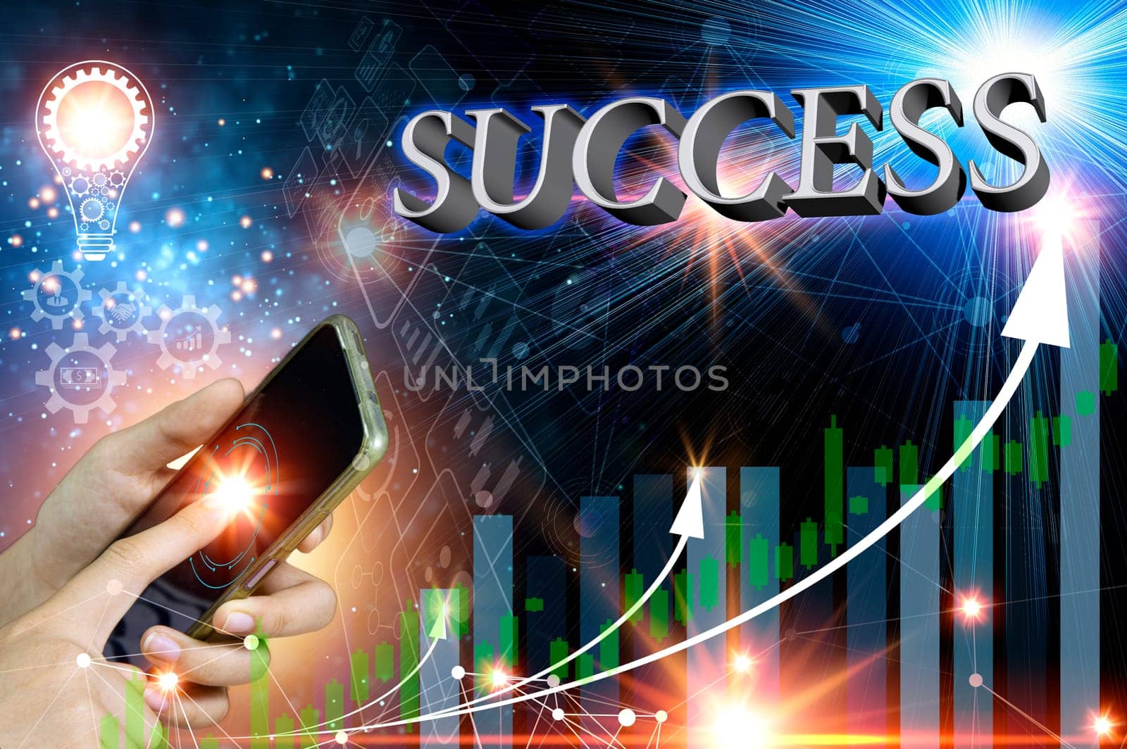 Concept towards goals and achievements, progress and development.