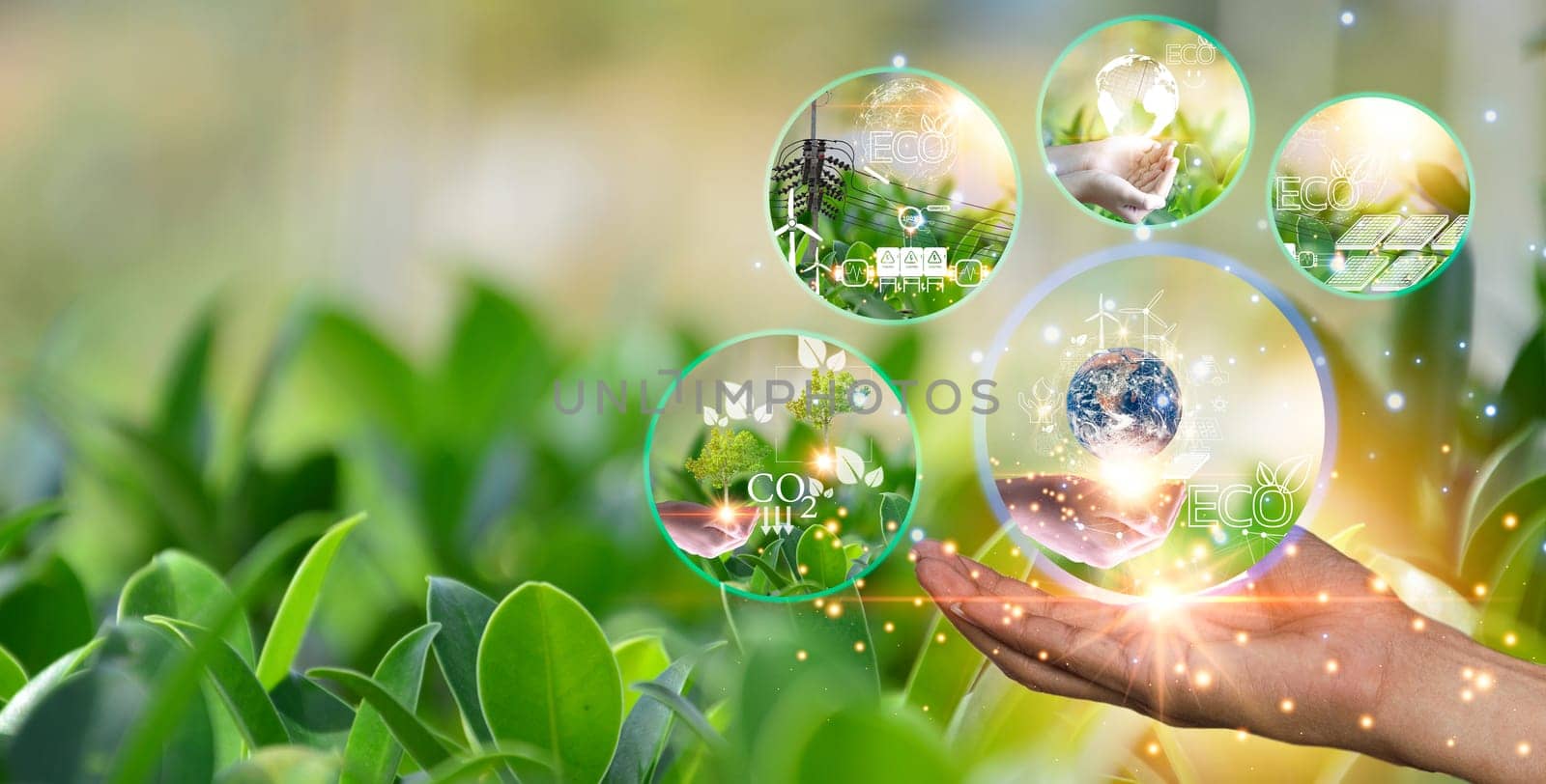 Concept of good world ecosystem, green world by boonruen