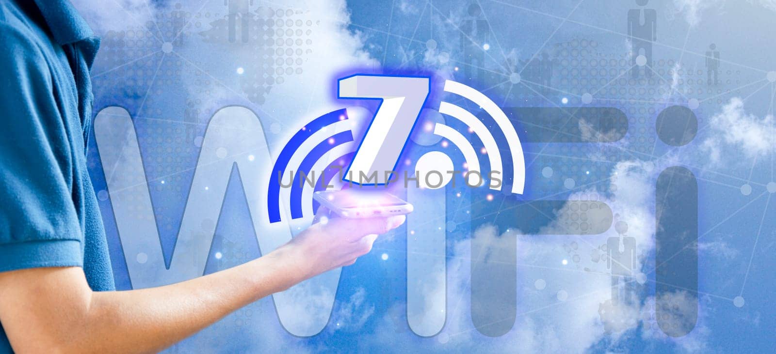 Concept of Wi-Fi 7 or Wi-Fi 7 development, high-speed connection