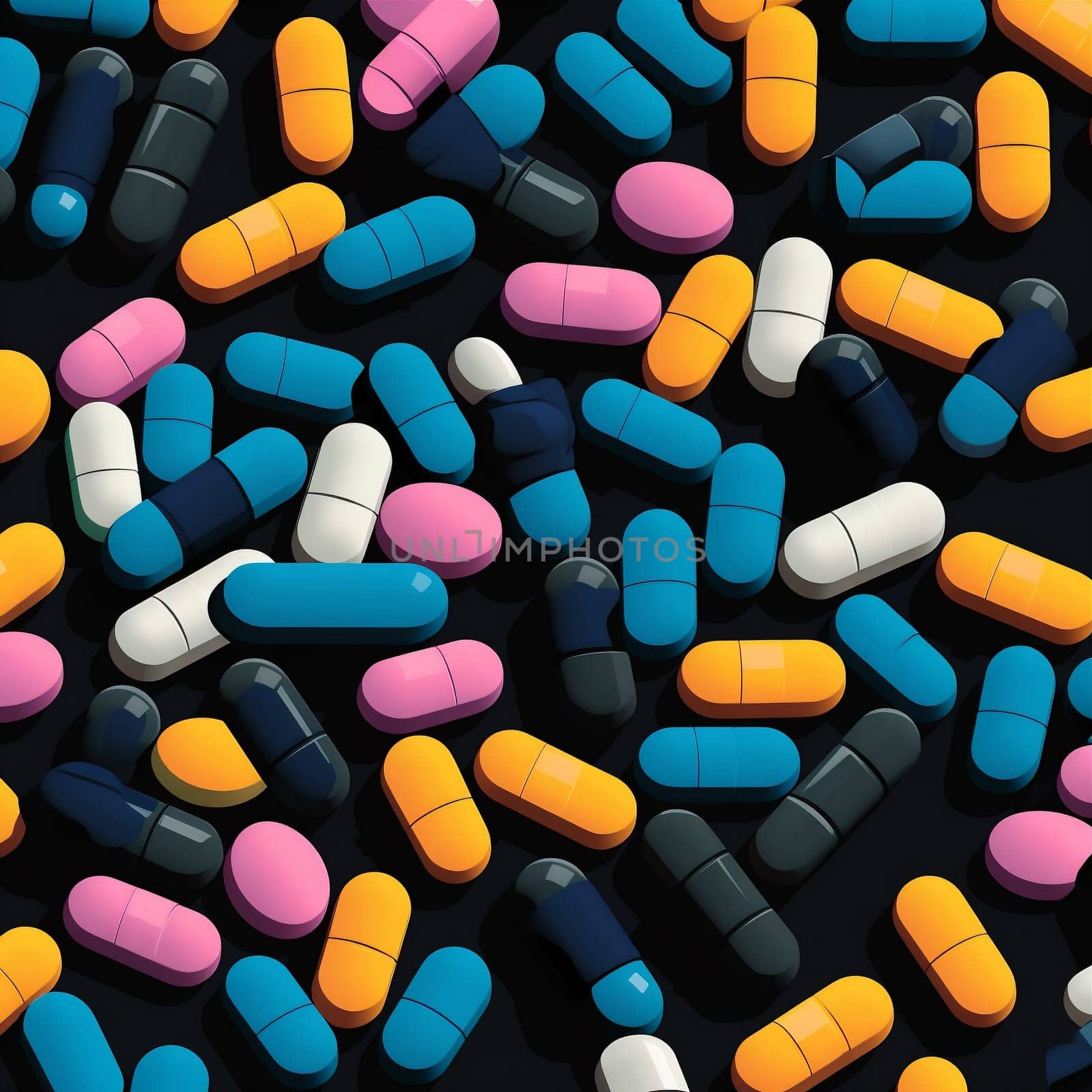 medicine illustration pill medication tablet pharmaceutical pharmacy medical drug capsule. Generative AI. by Vichizh