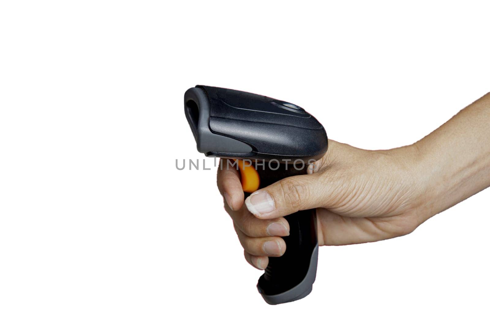 mobile scanner in hand (with clipping path)