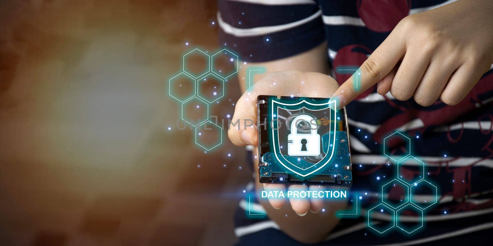 data protection concept Prevent hacking of sensitive data by boonruen