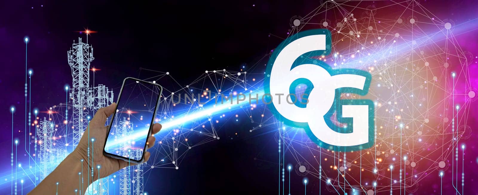 6G network concept, high speed mobile internet New age network, business concept, modern technology internet and network by boonruen