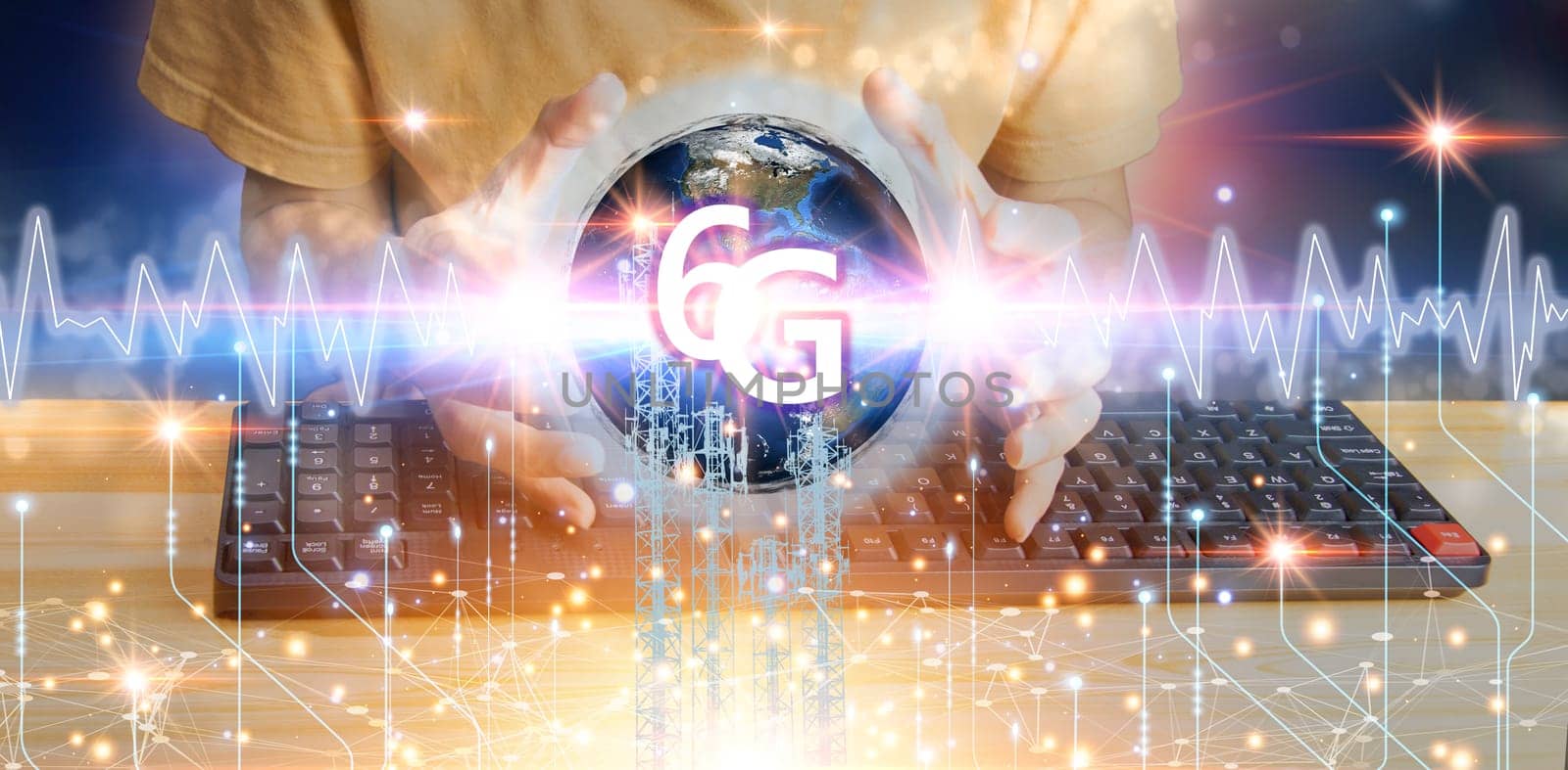 6G network concept, high speed mobile internet New age network, business concept, modern technology internet and network