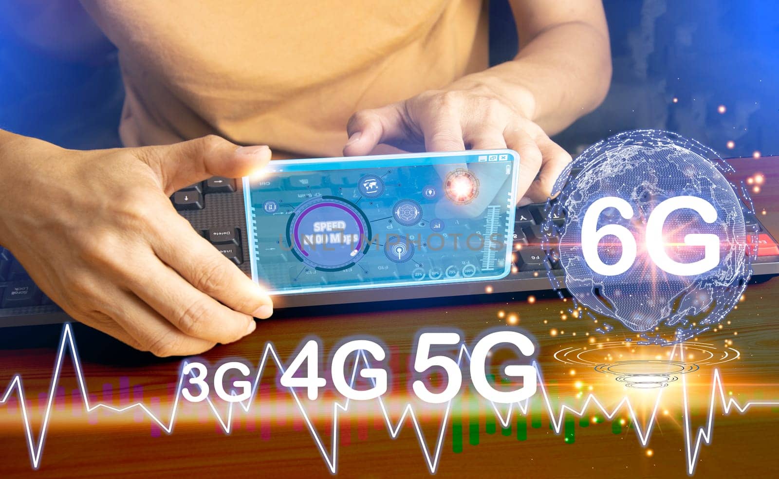 6G network concept, high speed mobile internet New age network, business concept, modern technology internet and network