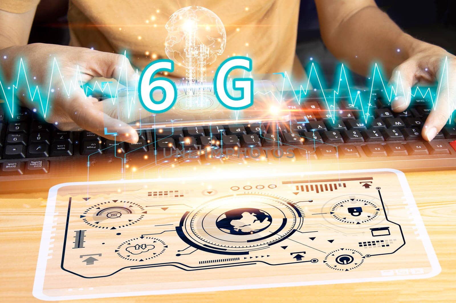 6G network concept, high speed mobile internet New age network, business concept, modern technology internet and network