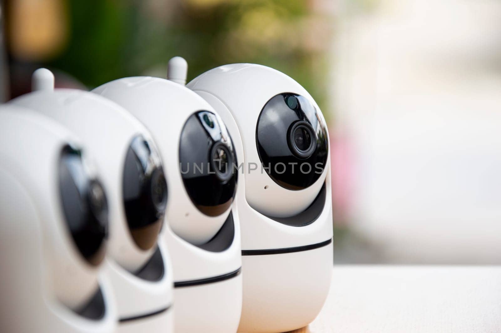 White IP cameras, very popular for security purposes. by boonruen