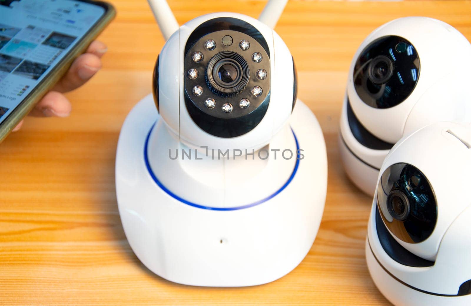 Close-up IP cameras Install IP CCTV cameras or high-tech surveillance systems. CCTV system by boonruen