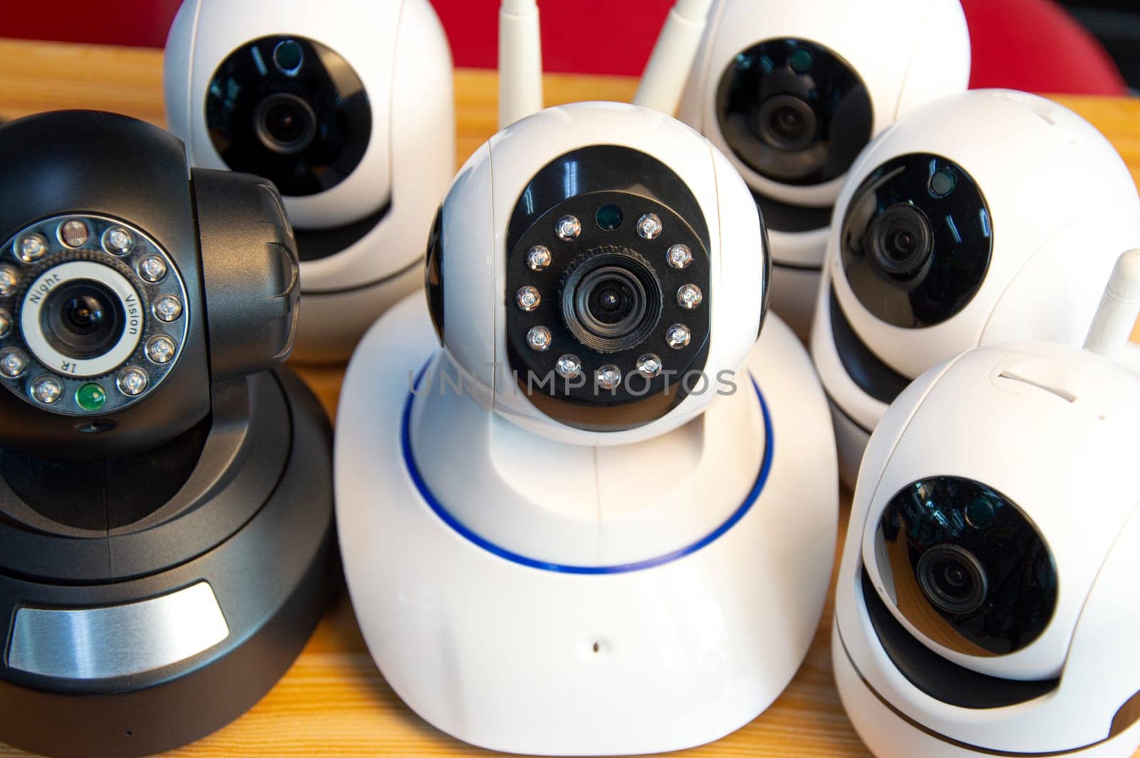 Close-up IP cameras Install IP CCTV cameras or high-tech surveillance systems. CCTV system by boonruen