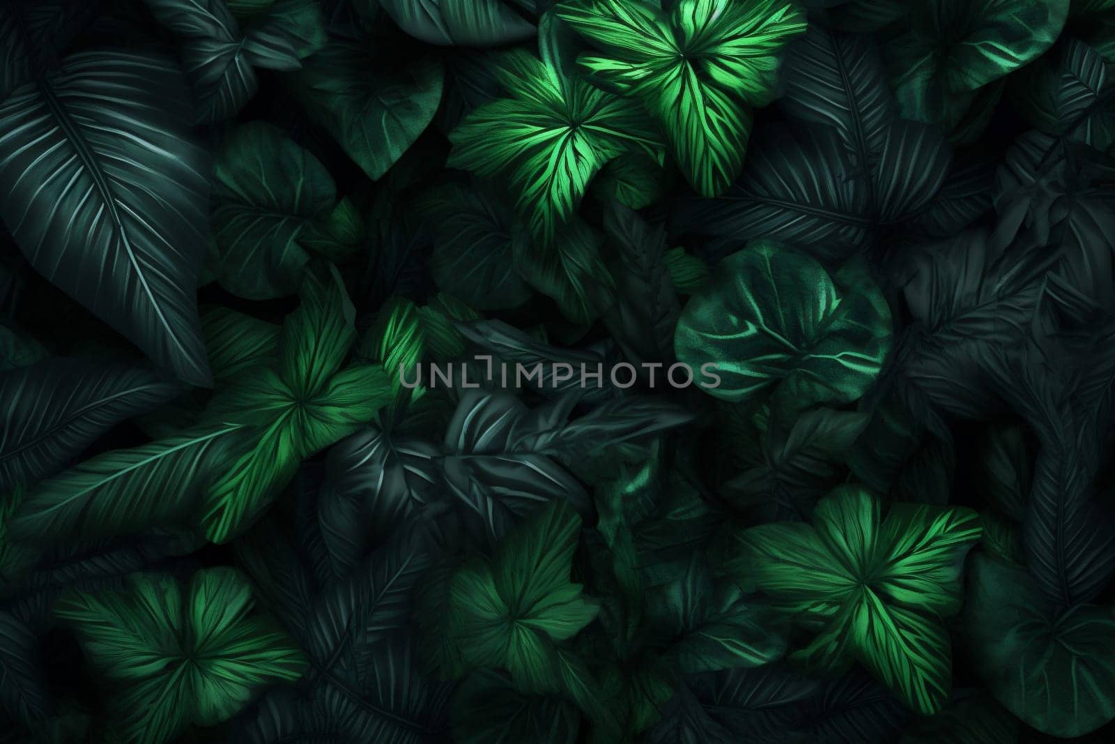 colourful palm leaf nature tropical forest green background fresh tree jungle. Generative AI. by Vichizh