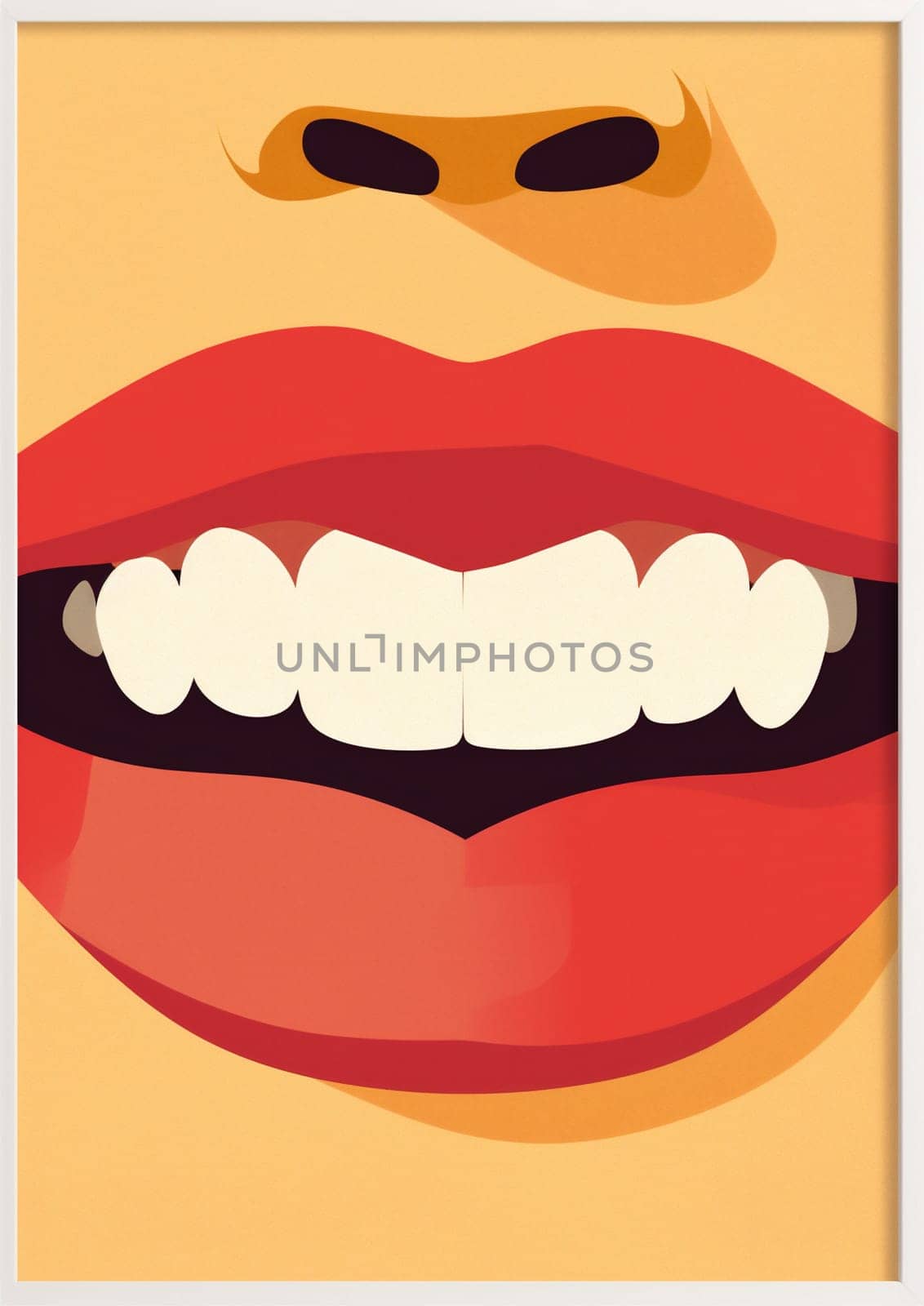 woman graphic teeth pop abstract open mouth teeth young sexy toothpaste illustration poster with smile lip design symbol lipstick beautiful fashion red style. Generative AI.