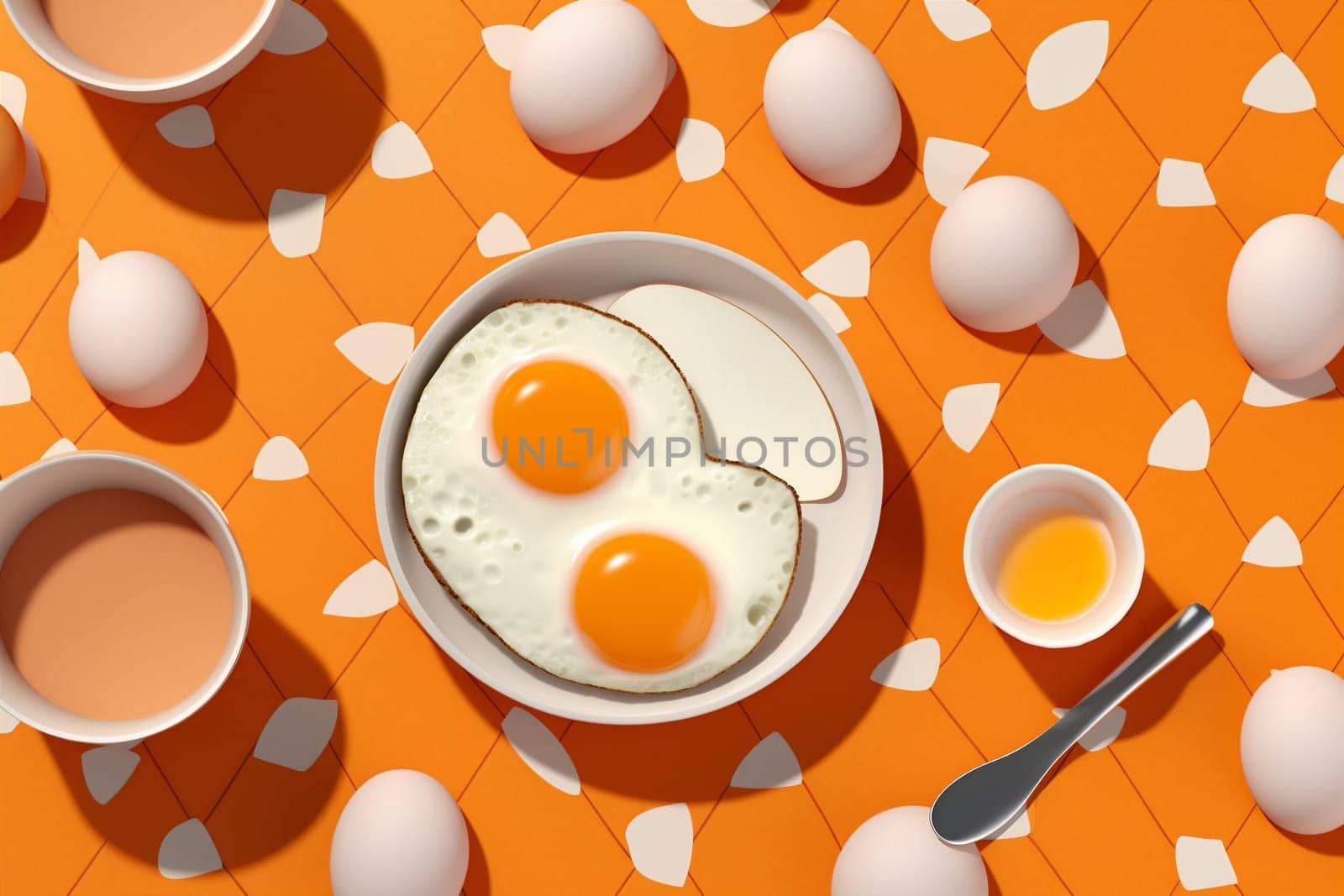 healthy egg food easter breakfast yellow white background color texture pattern. Generative AI. by Vichizh