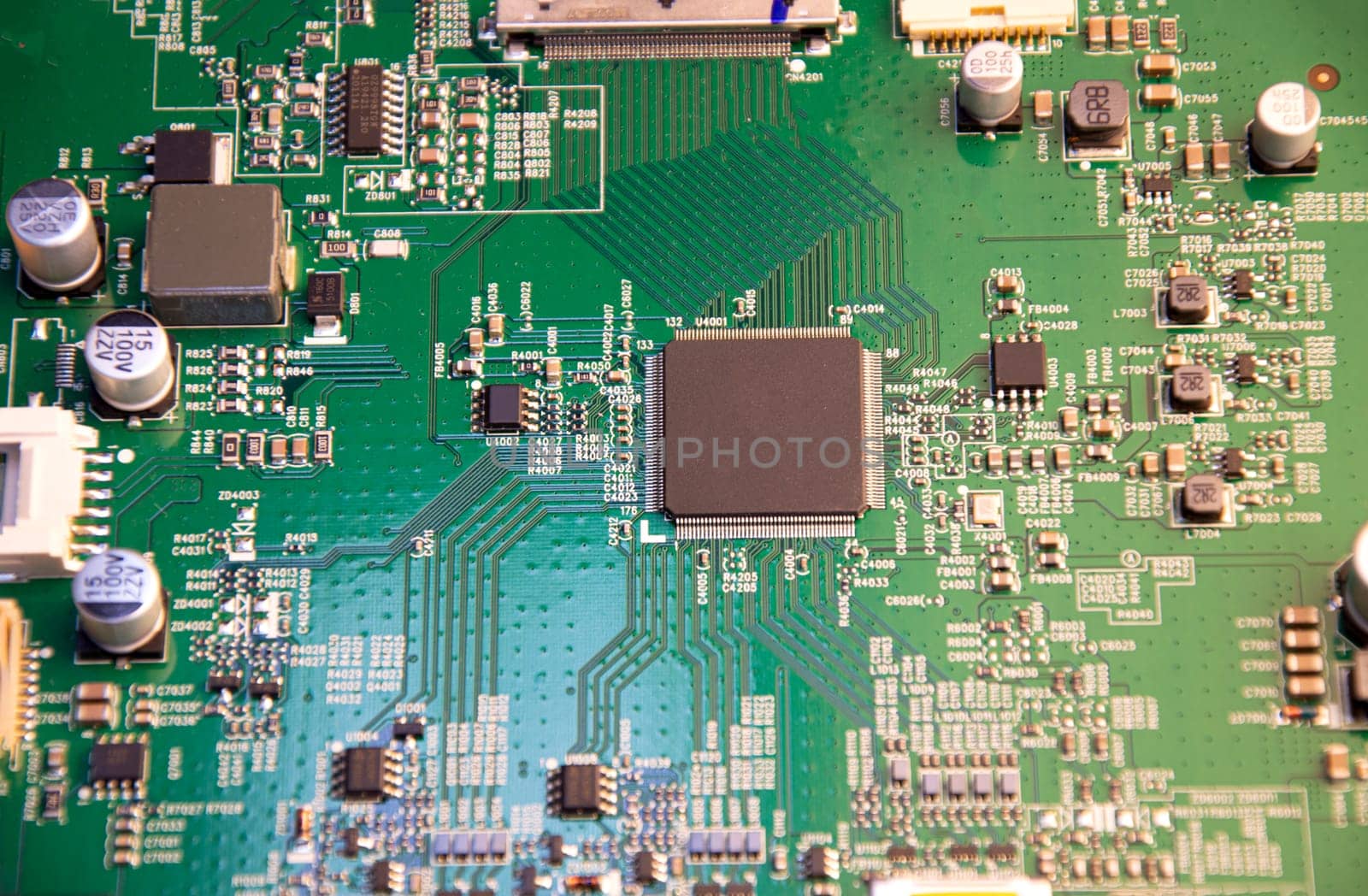 top view of electronic motherboard