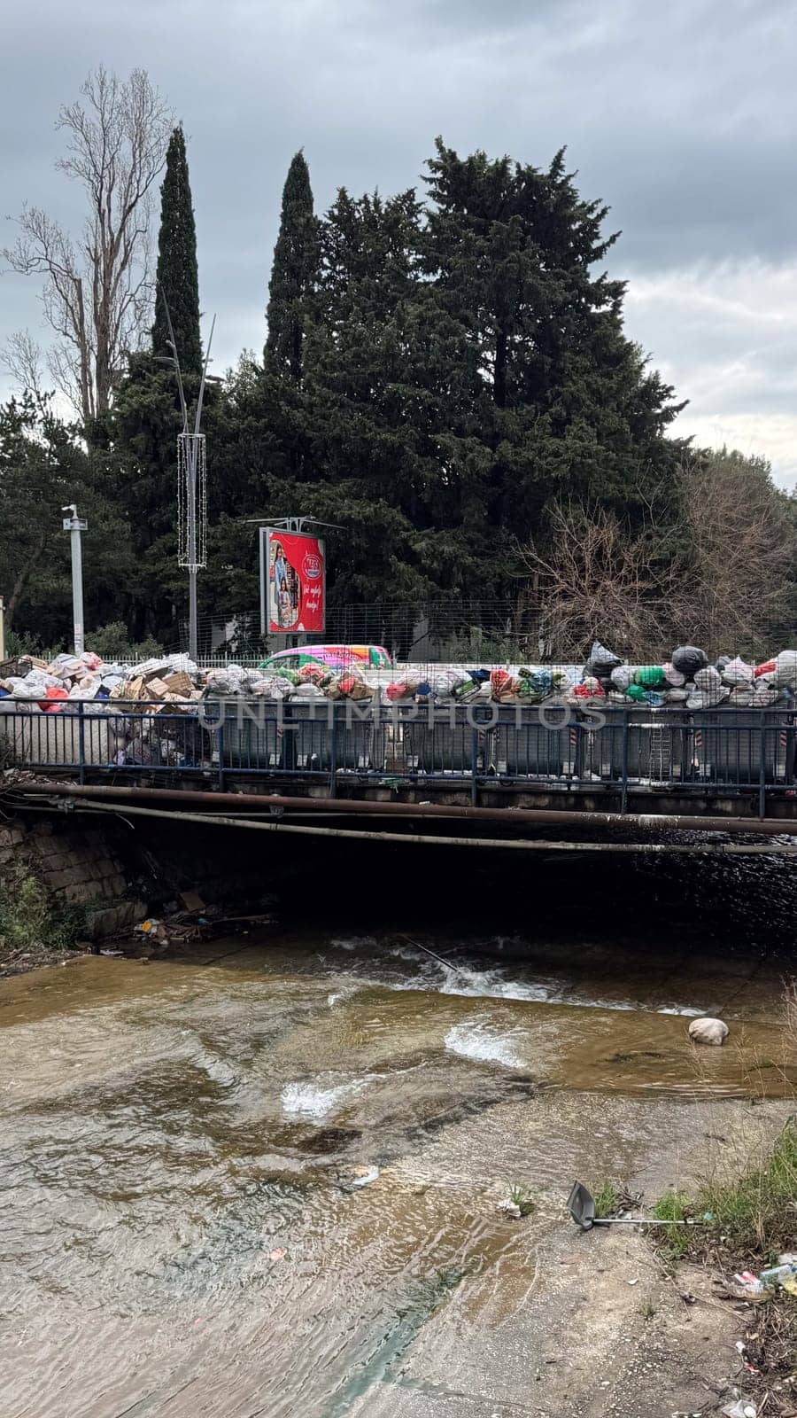Montenegro, Budva, January 30, 2025. Mountains of uncollected garbage on the streets of the city. Strike of utility workers. High quality photo