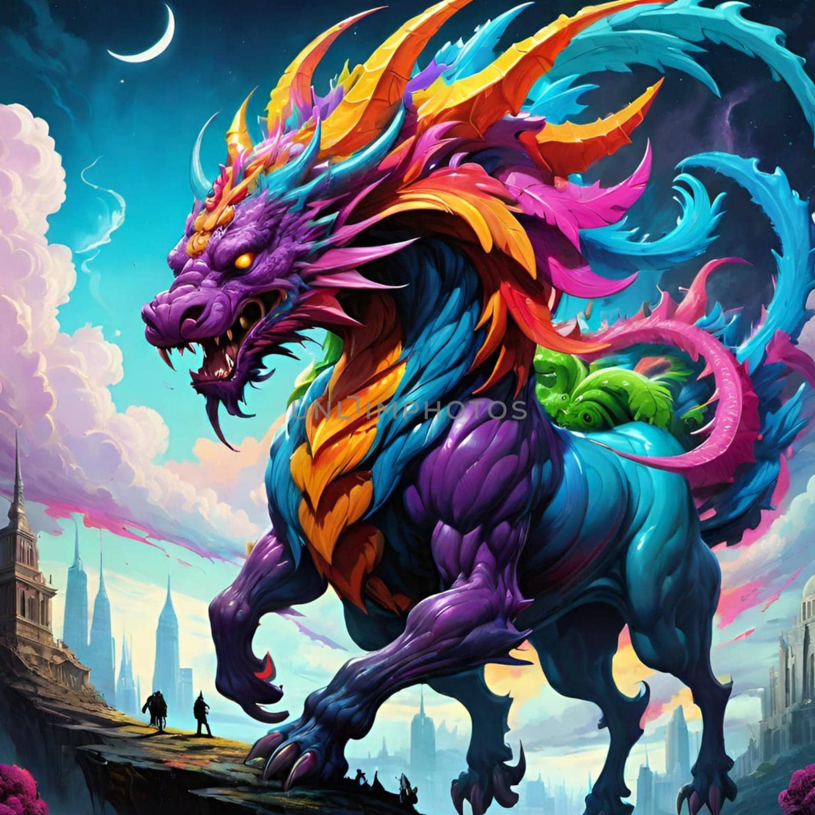 colorful monster art animal predator alt illustration figure. High quality 3d illustration