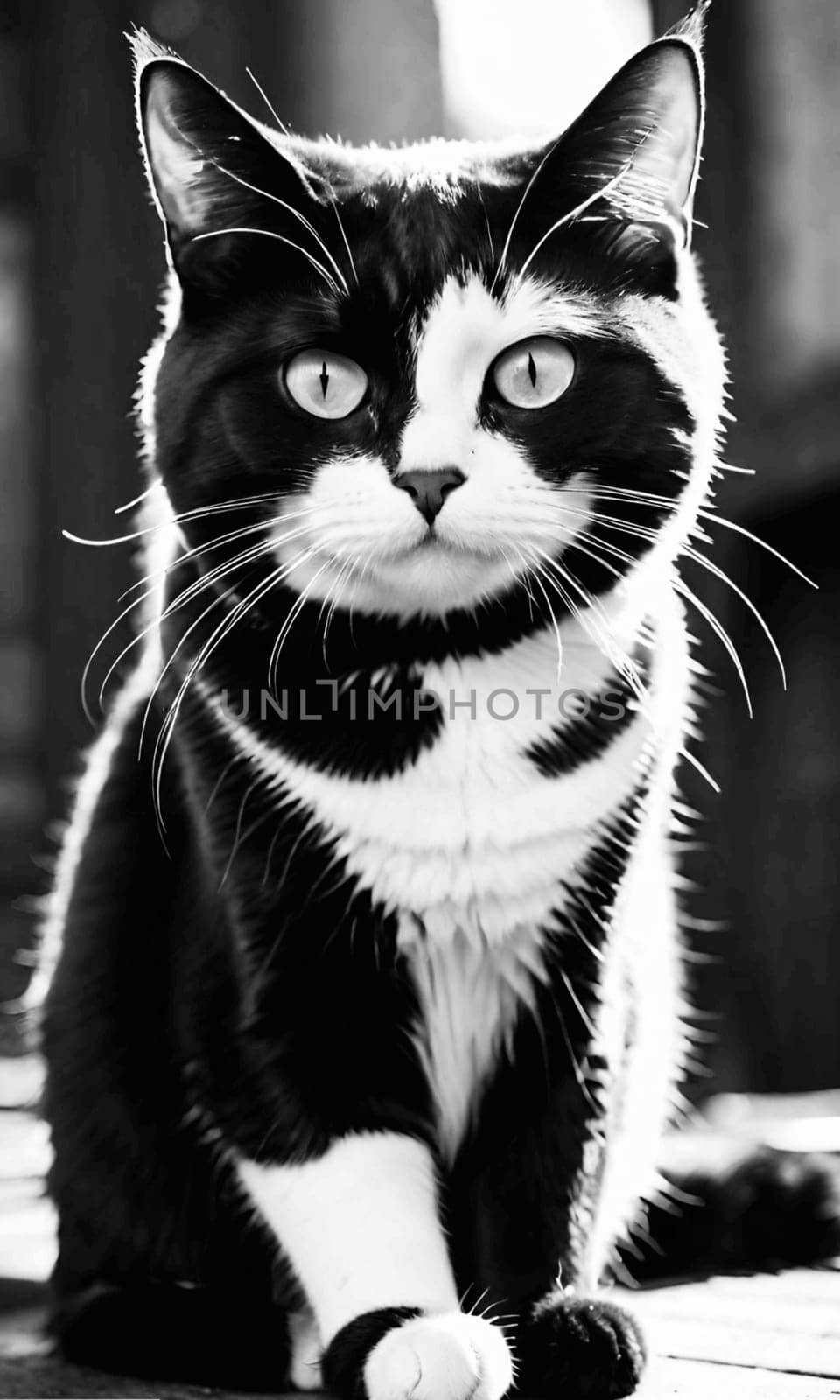 cat white black brown pet animal blue eyes. High quality photo alt
