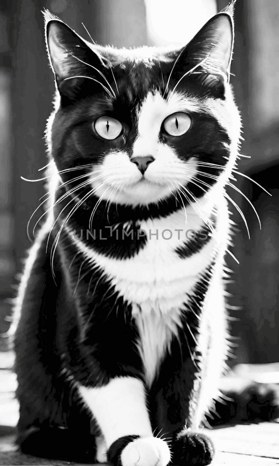 cat white black brown pet animal blue eyes. High quality photo alt
