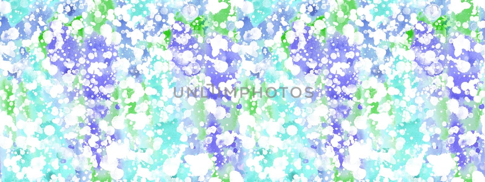 Seamless pattern with abstract creative blots and splashes painted with gouache for paint box design