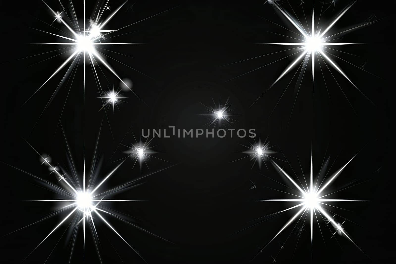 Bright starburst pattern on black background with radiating light beams.