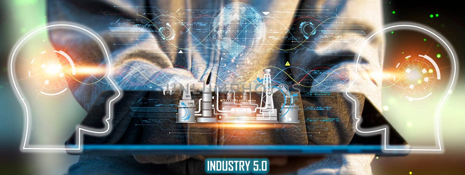 The concept of Industrial Revolution No. 5 is to improve the production process to be more efficient. By working together between humans, intelligent systems AI and robots by boonruen