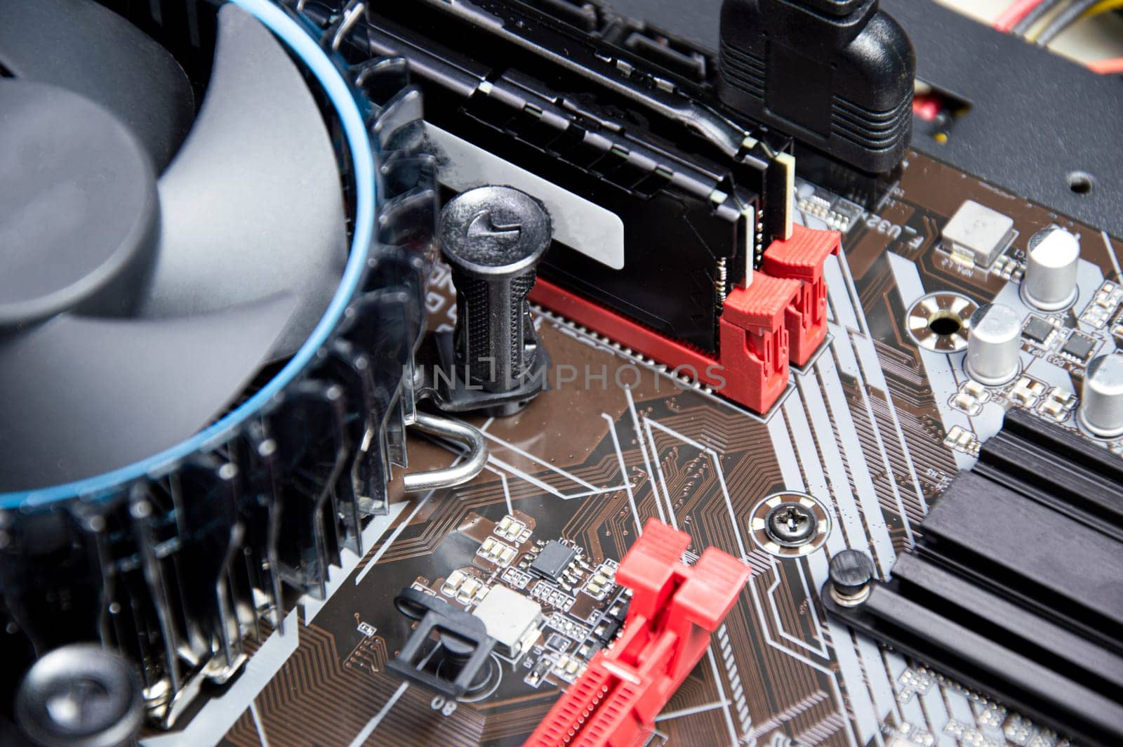 side view of computer motherboard by boonruen