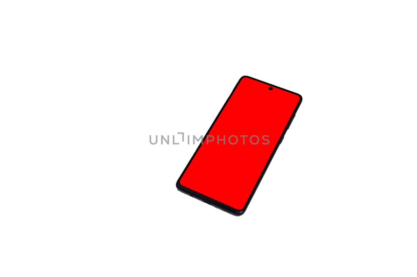 Smartphone with red screen, with clipping path