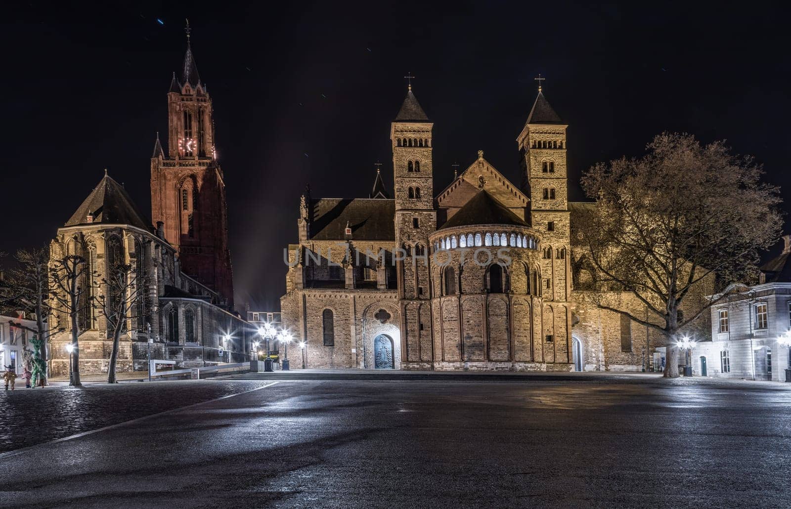 Saint Servatius church at the Vrijthof in Maastricht, Holland.