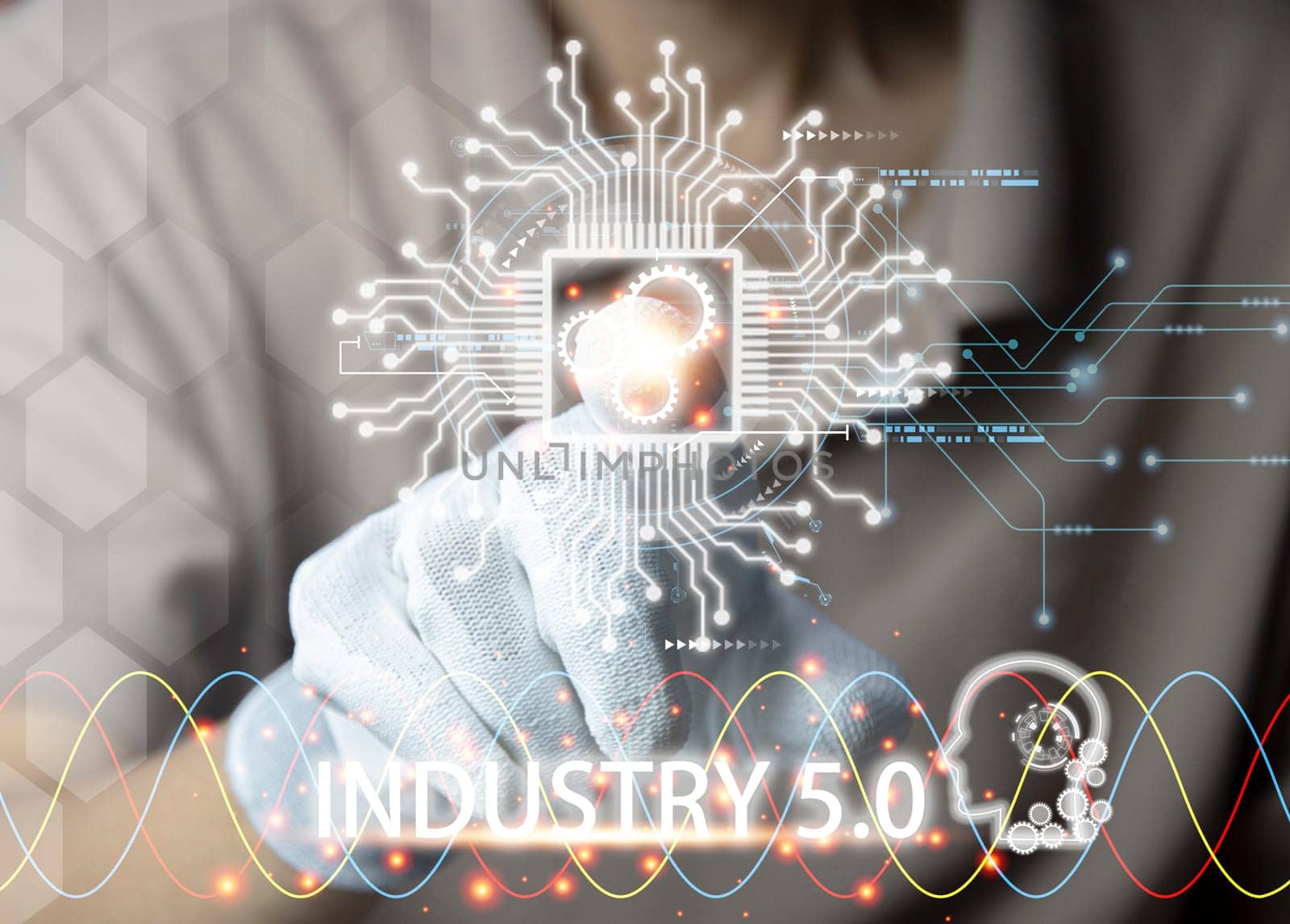 The concept of Industrial Revolution No. 5 is to improve the production process to be more efficient. By working together between humans, intelligent systems and robots 