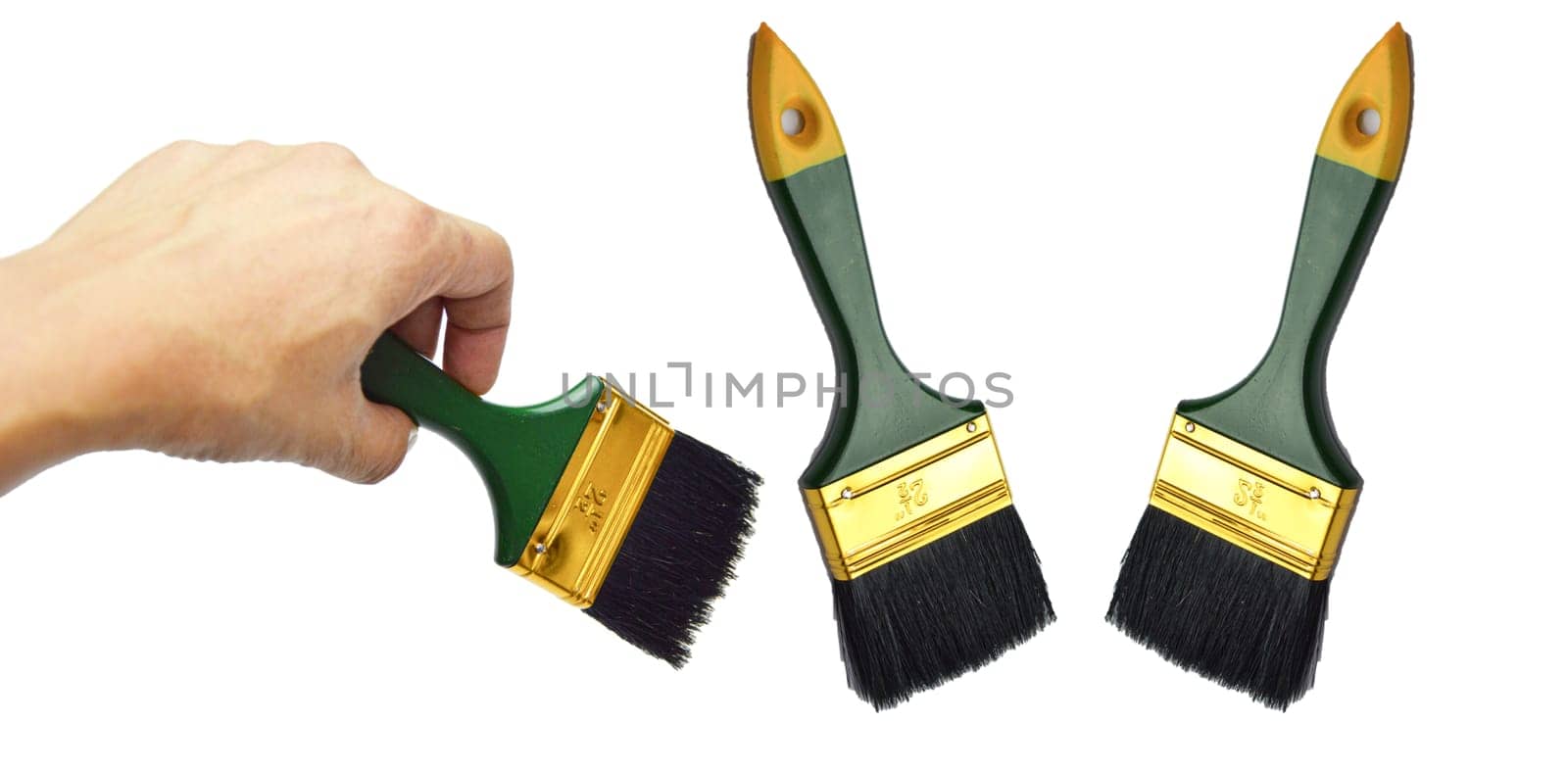 Paint brushes on white background, paint tools