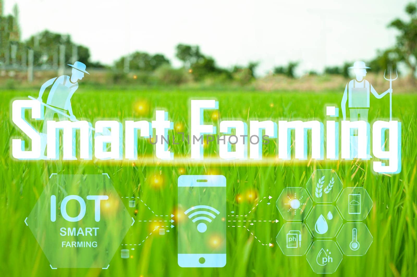 The concept of farming is a new way of using technology to help in the work called Smart Farming.