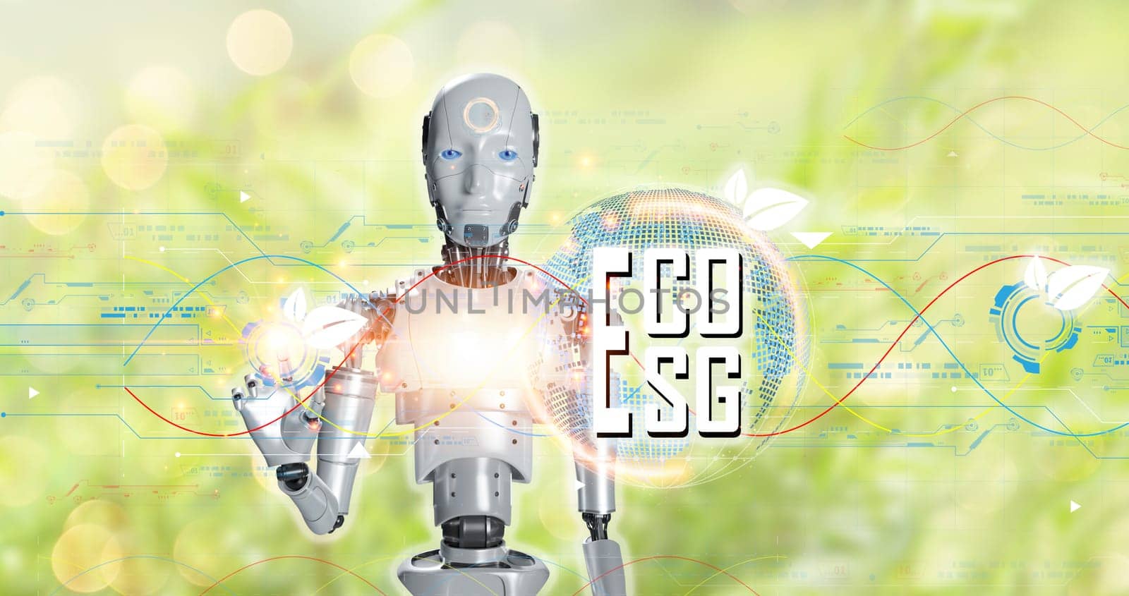 The concept is to combine ESG and ECO systems with artificial intelligence to optimize efficiency. by boonruen