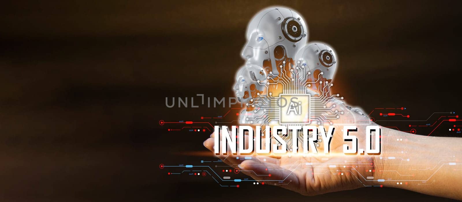 The concept of using artificial intelligence to control the system, industry using artificial intelligence,industry 5.0