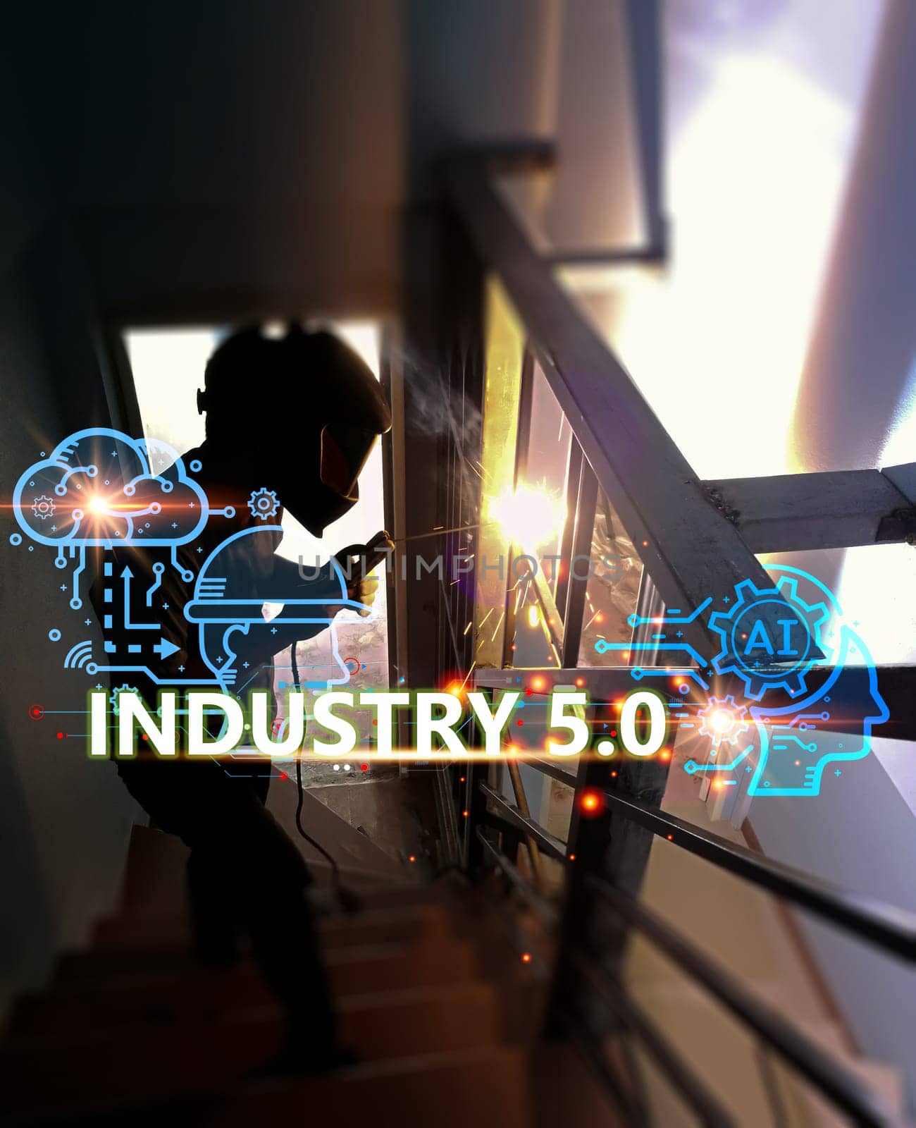 The concept of Industrial Revolution No. 5 is to improve the production process to be more efficient. By working together between humans, intelligent systems and robots.