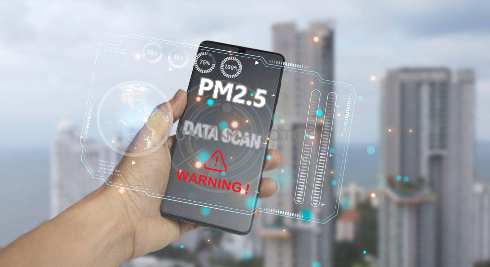 The concept of using a smartphone device To detect PM2.5 dust in the air