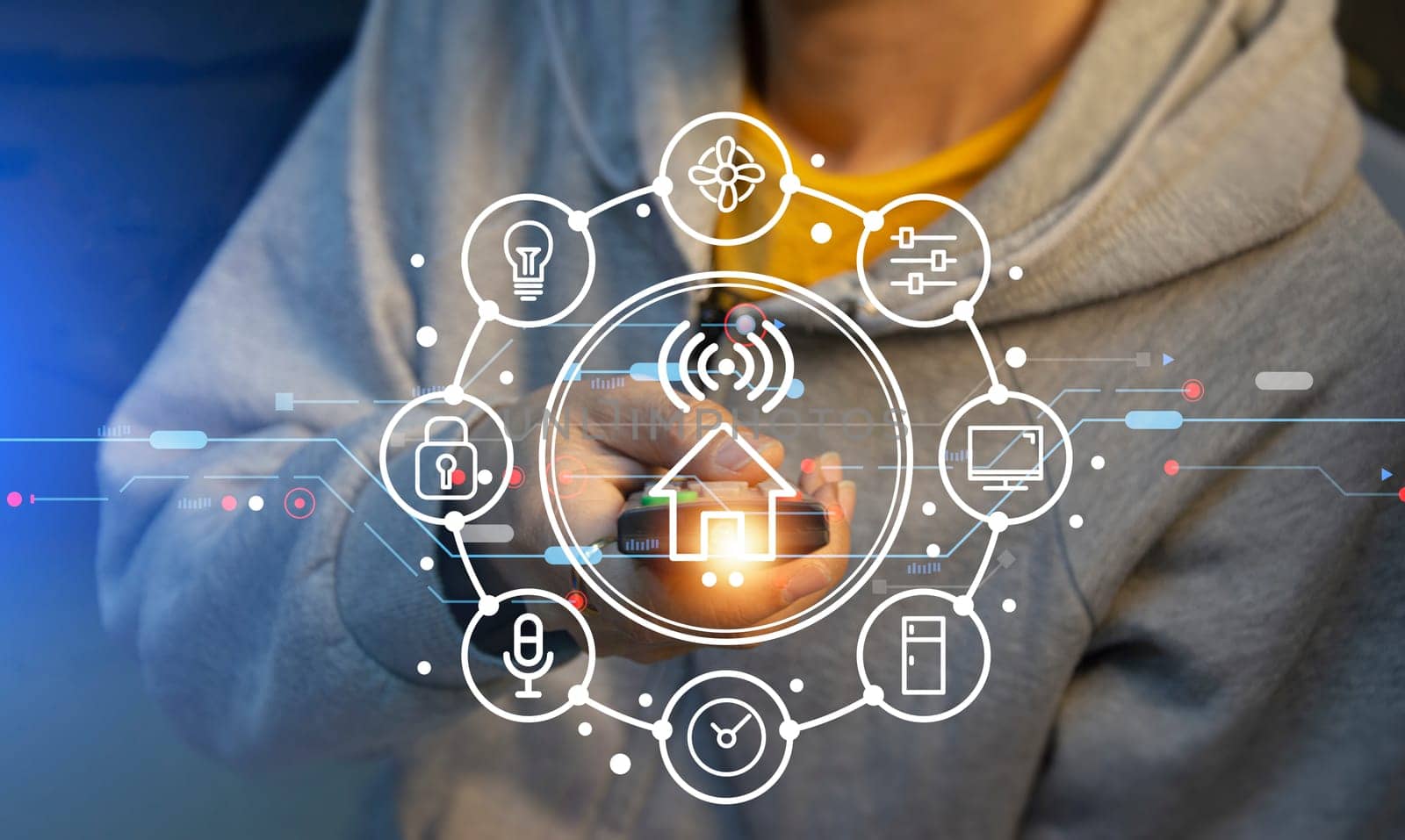 concept, smart home and wireless control technology