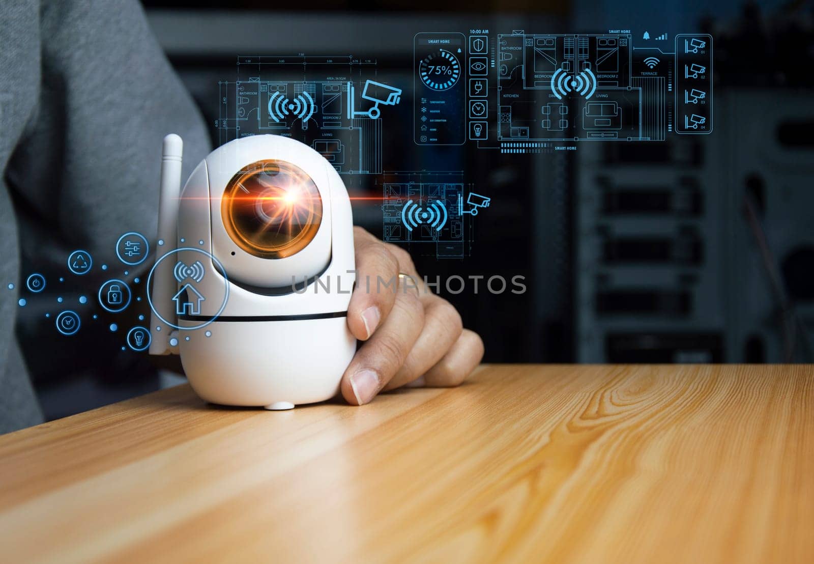 smart home concept and wireless control technology and security, ip camera by boonruen