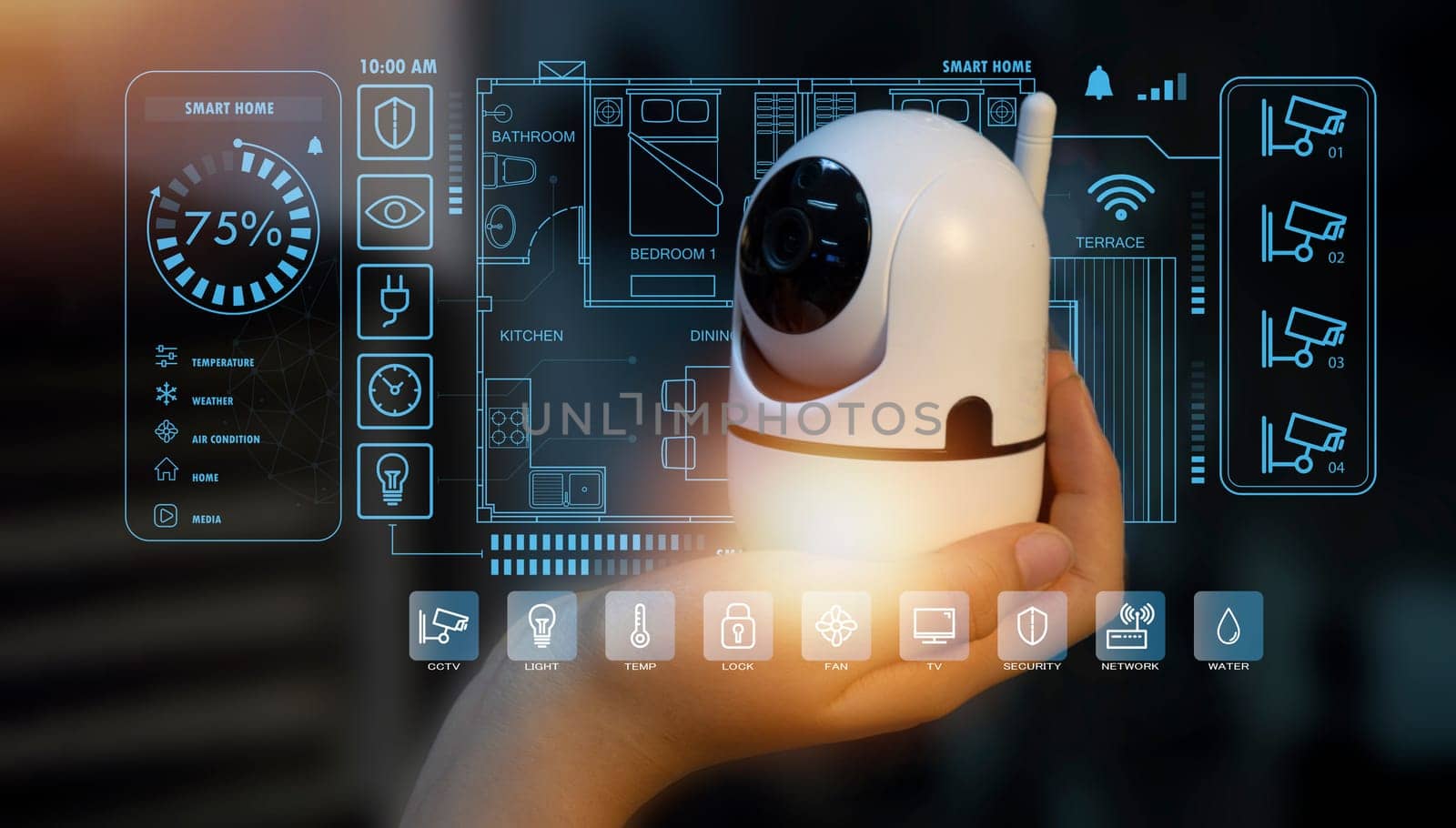 smart home concept and wireless control technology and security, ip camera by boonruen