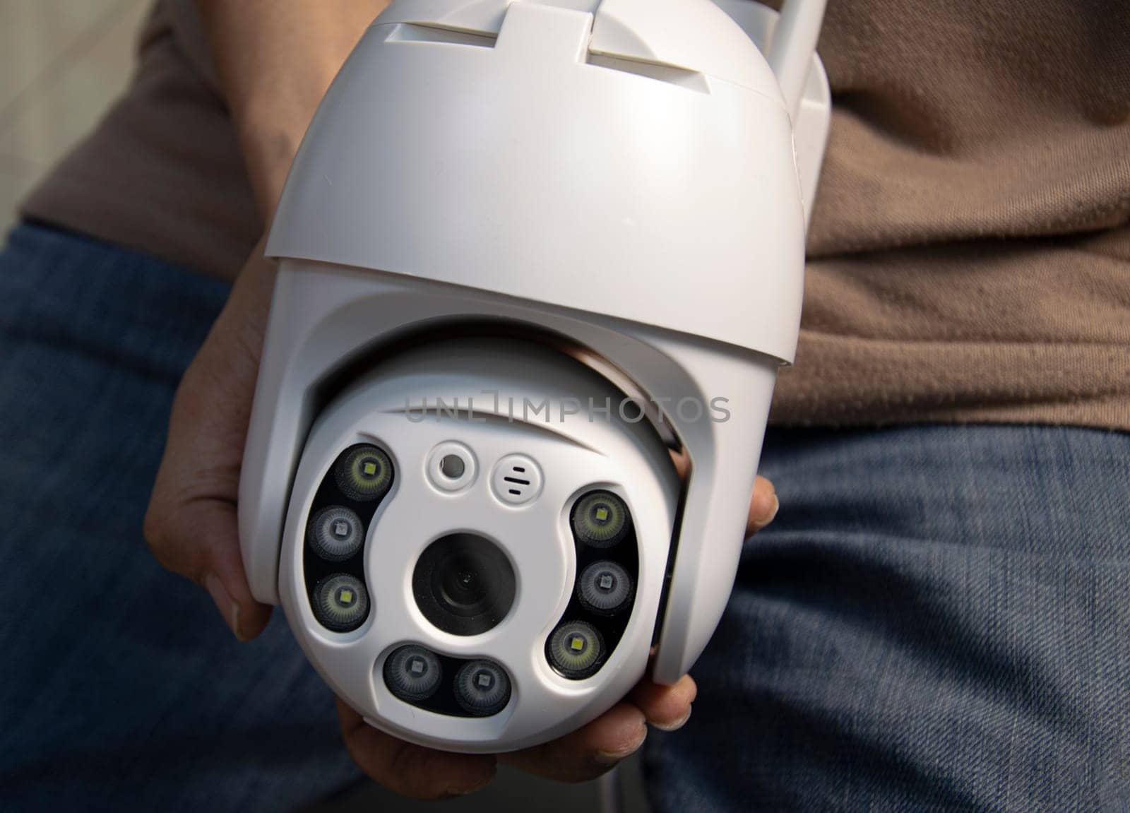 front view of white ip camera