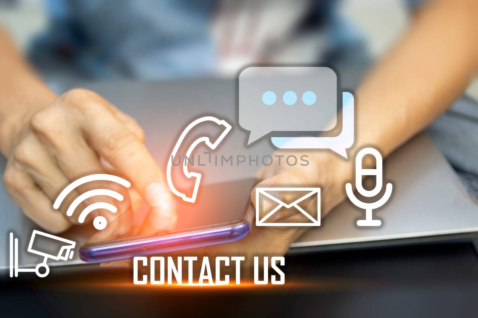 Contact us or our customer support hotline where people connect. and touch the contact icon on the virtual screen