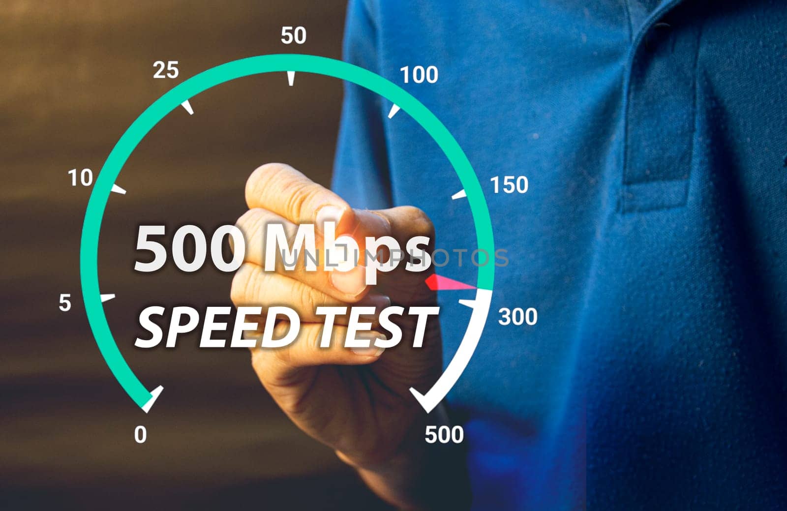 fast internet connection speedtest network bandwidth technology Man using high speed internet with smartphone and laptop computer. 5G quality, speed optimization. by boonruen