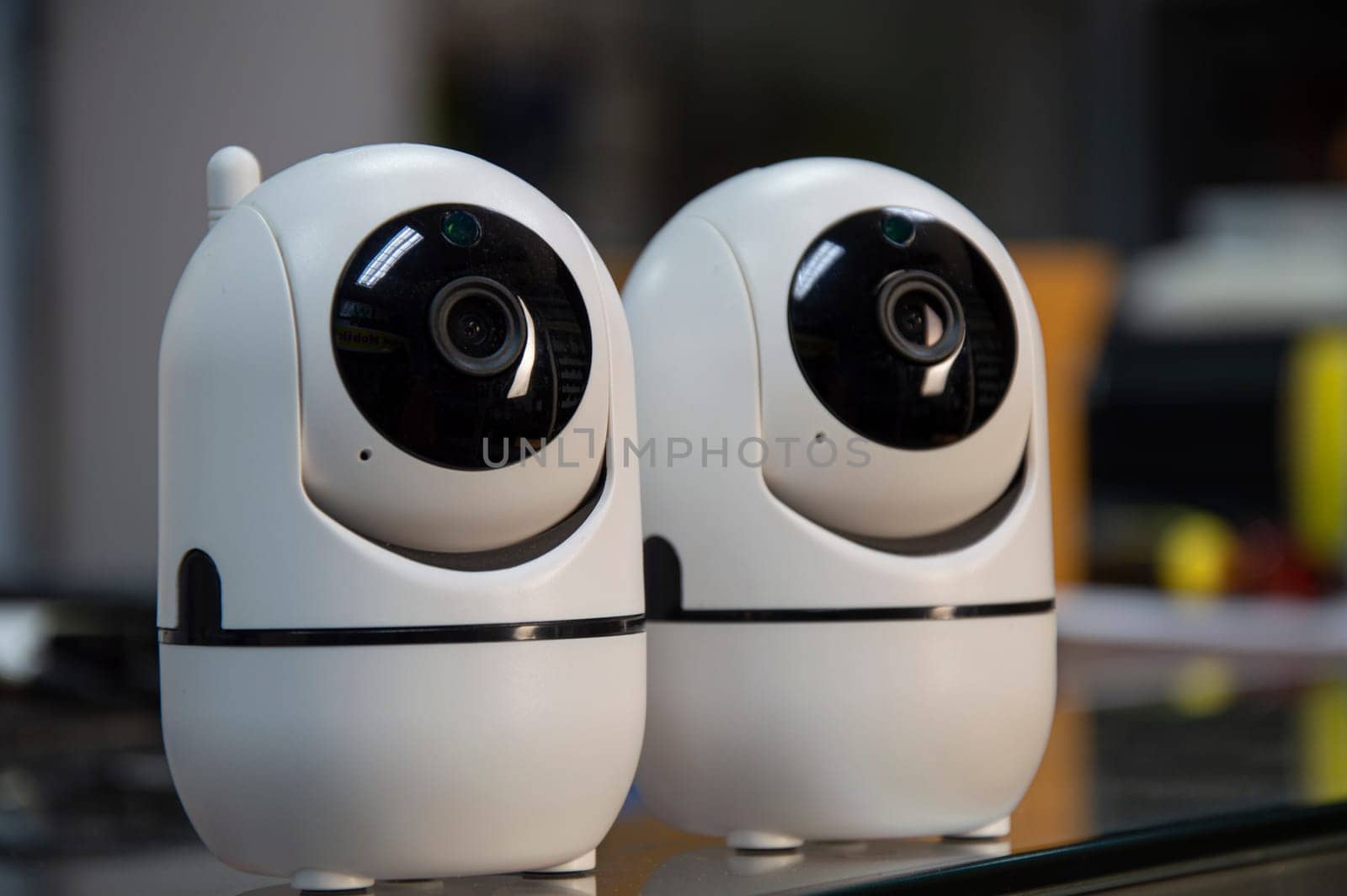 White IP cameras, very popular for security purposes.