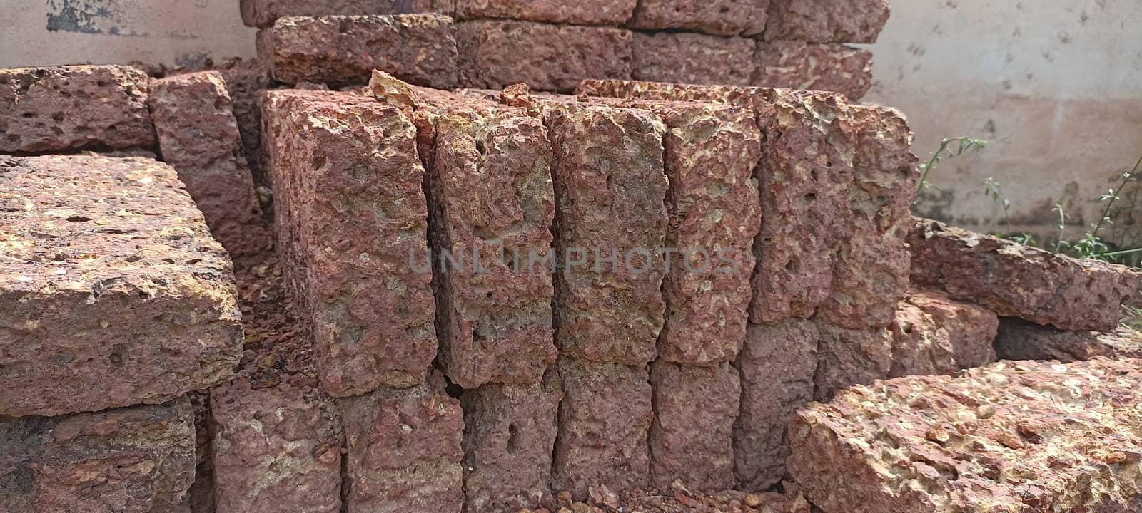 Brick blocks made from laterite stone. Popularly used to decorate gardens.