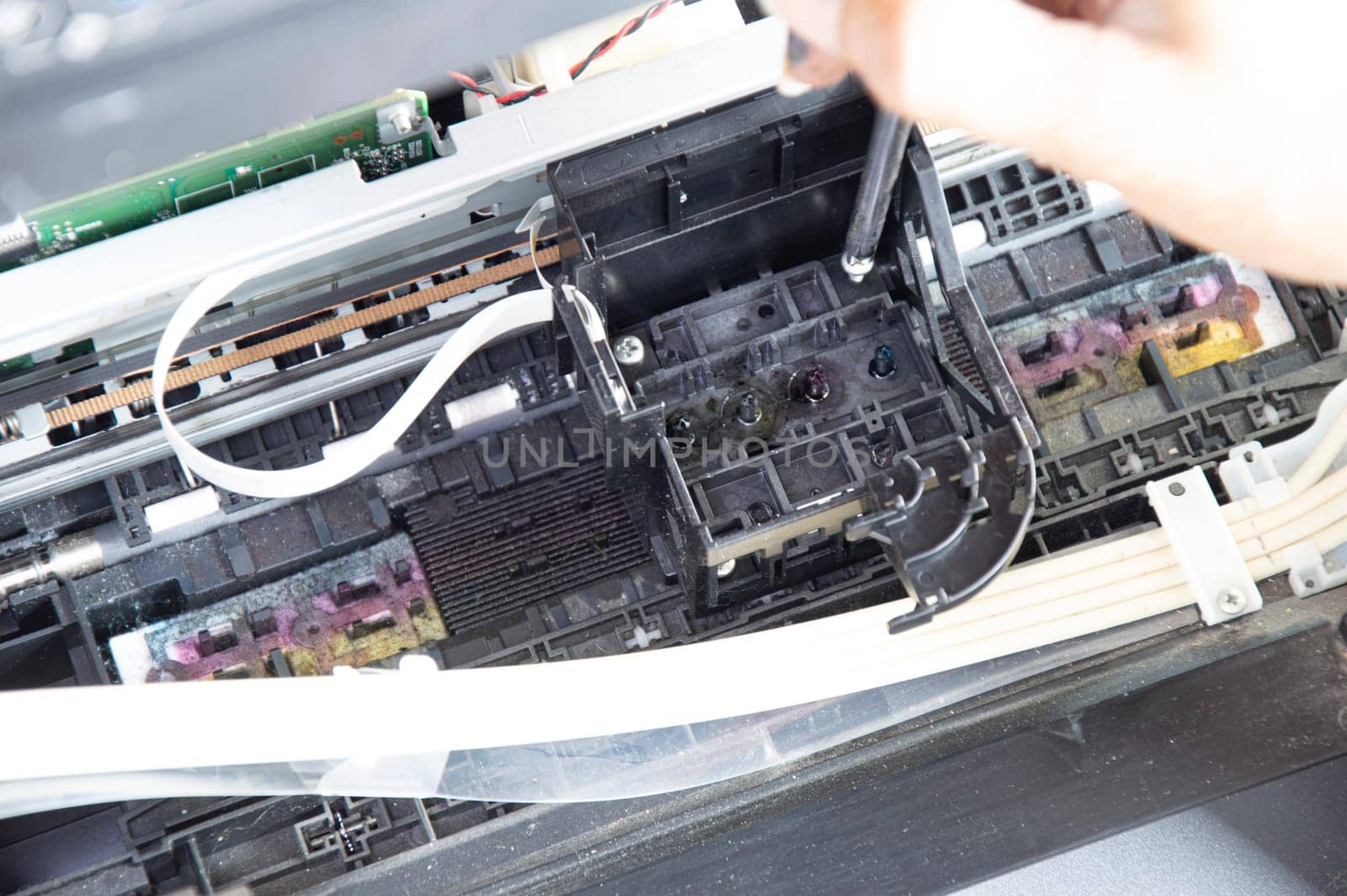 top view, mechanic fixing printer, fixing printhead