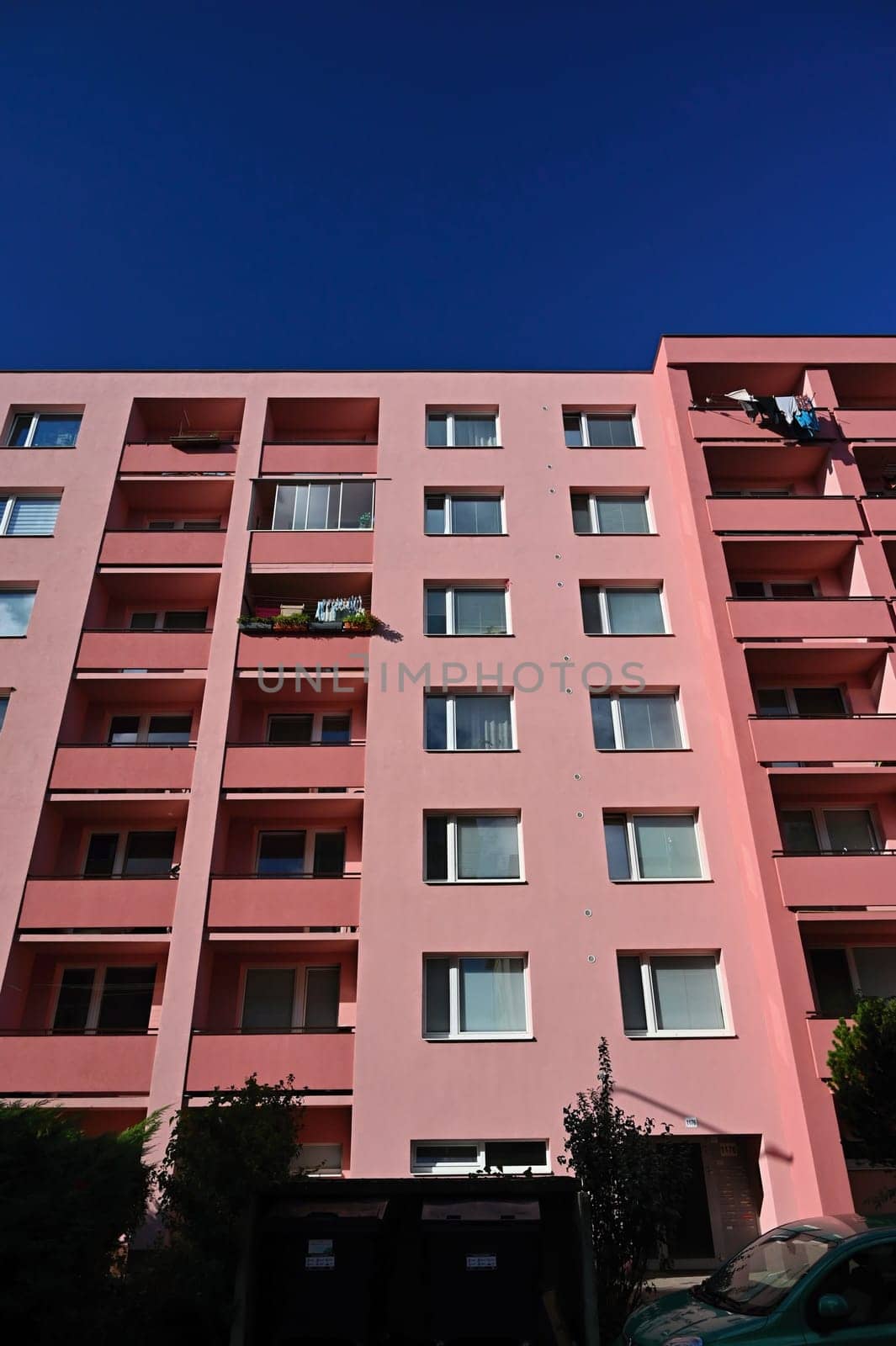 facade of a modern apartment building with windows and balconies. Czech Republic - Europe.