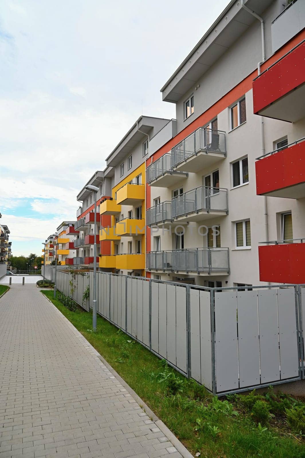 facade of a modern apartment building with windows and balconies. Czech Republic - Europe.