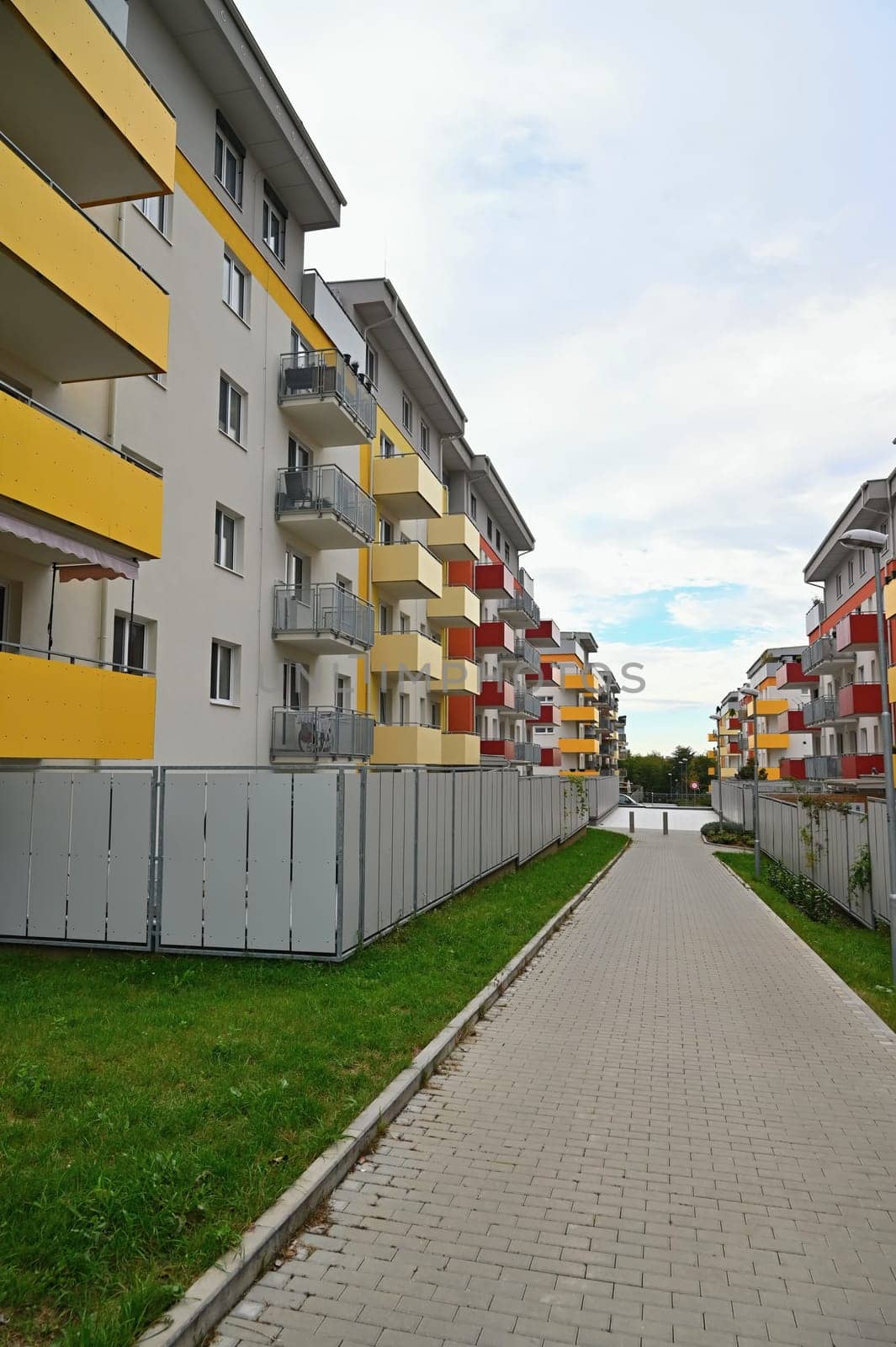 facade of a modern apartment building with windows and balconies. Czech Republic - Europe.