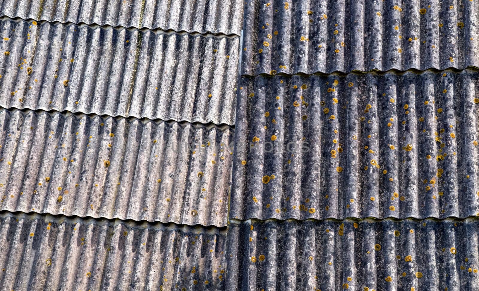 Two grey shabby slate roofs of old retro houses together. Background