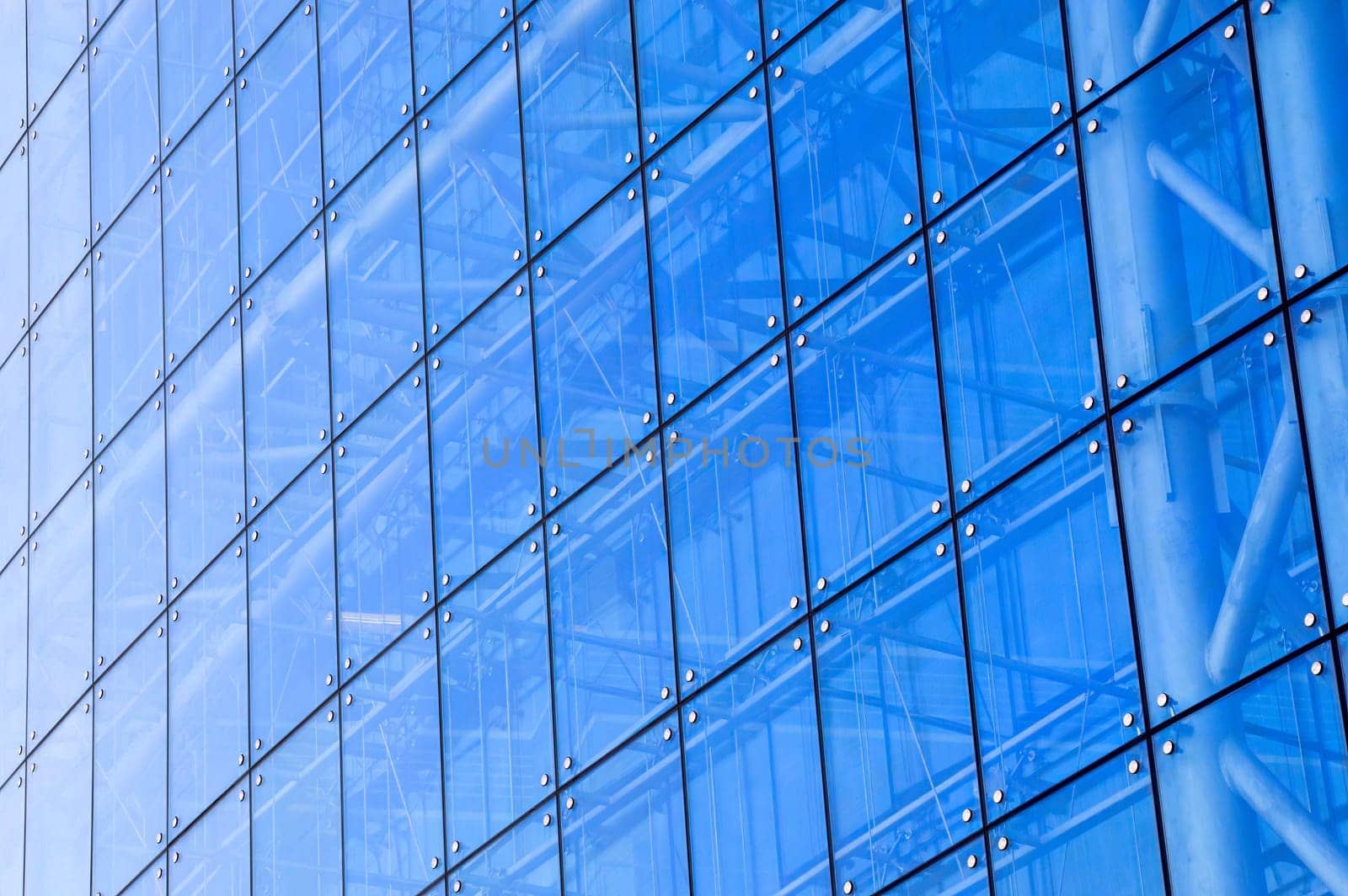 Blue windows of the building