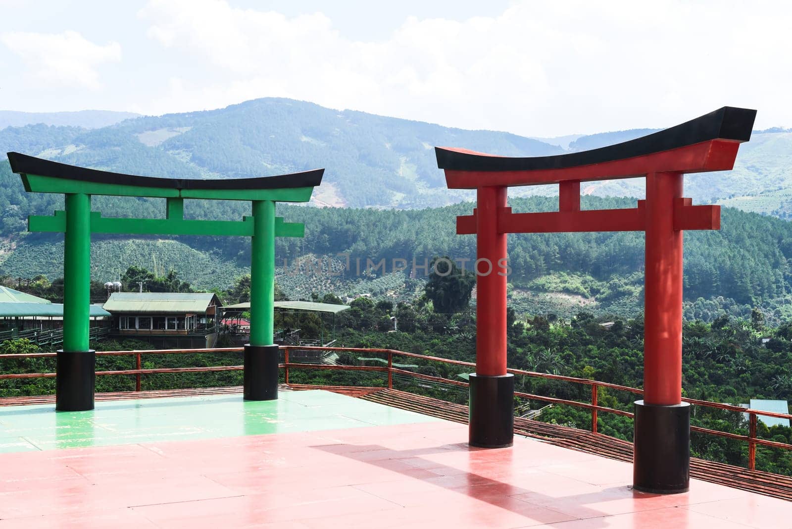Traditional japanese gates Torii in Da Lat Vietnam