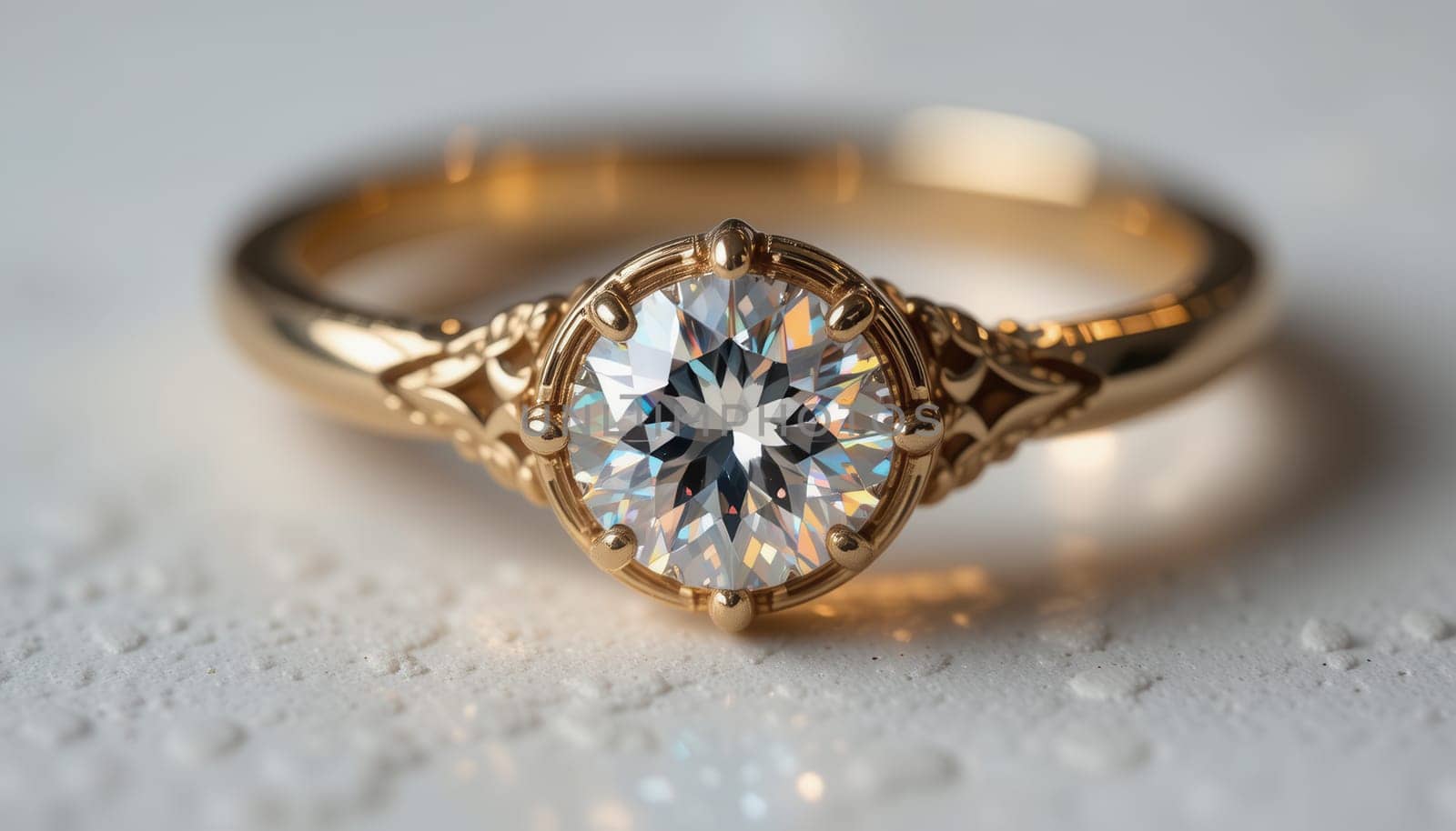Engagement ring with a sapphire close-up
